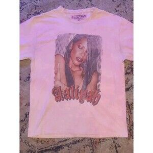 Aaliyah T Shirt Sm Pink Vintage Style Graphic Short Sleeve Streetwear Grunge